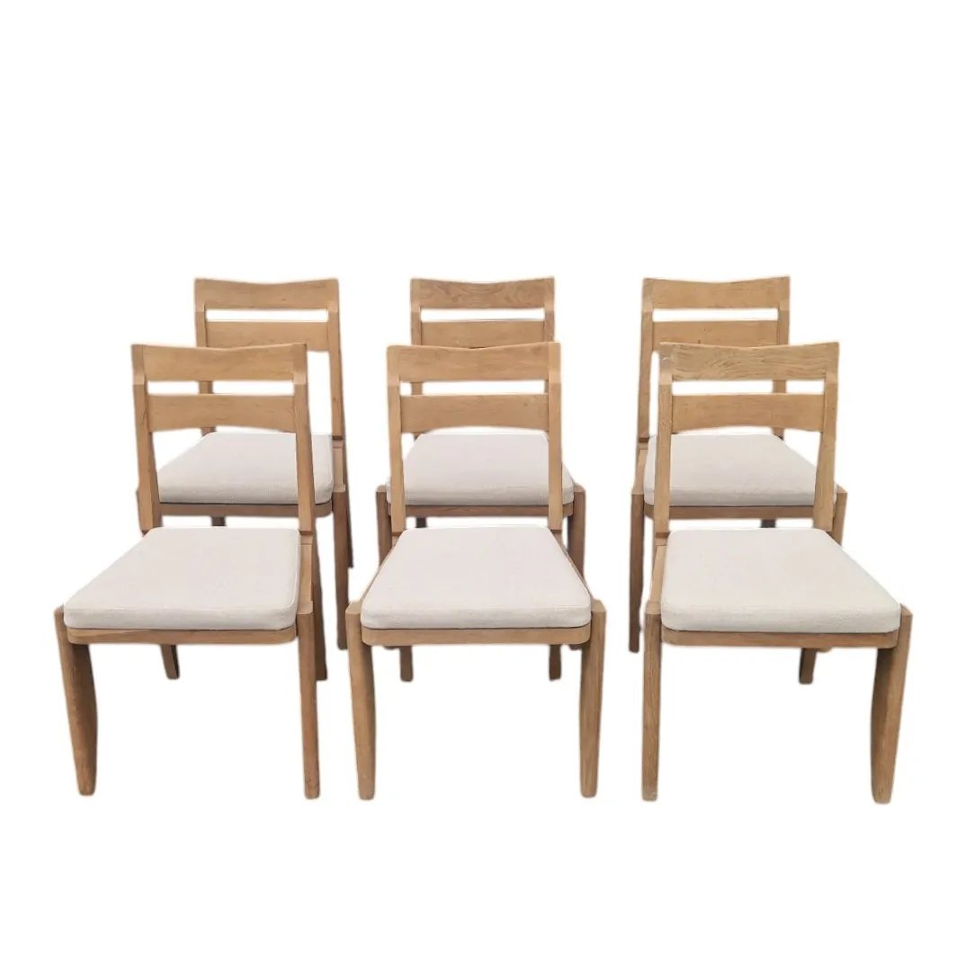 Guillerme Et Chambron, 6 chaises  En Chêne Edition Votre Maison Circa 1960/1970-photo-2