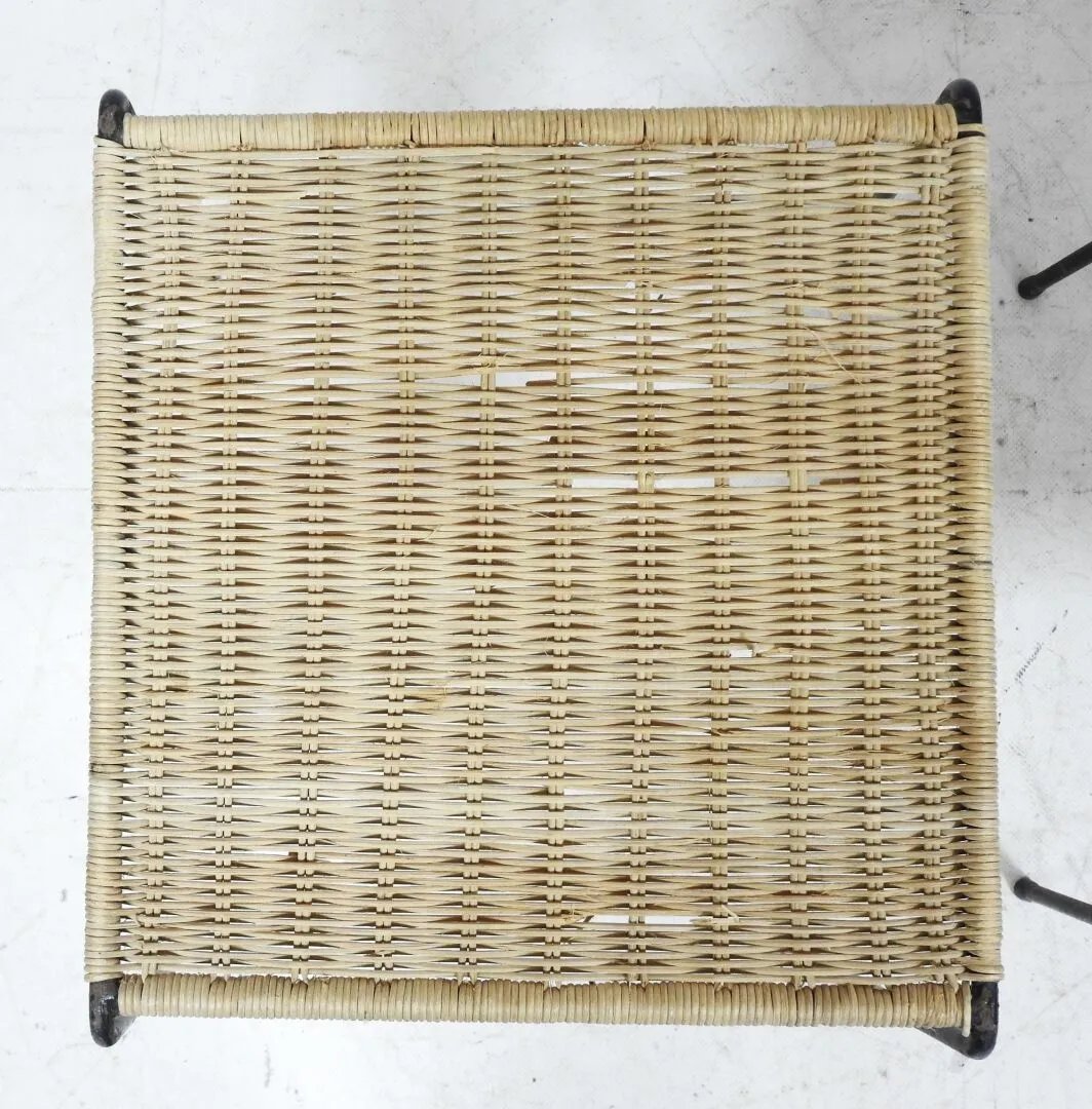 Two Side Tables In Metal And Rattan Circa 1960/1970-photo-4