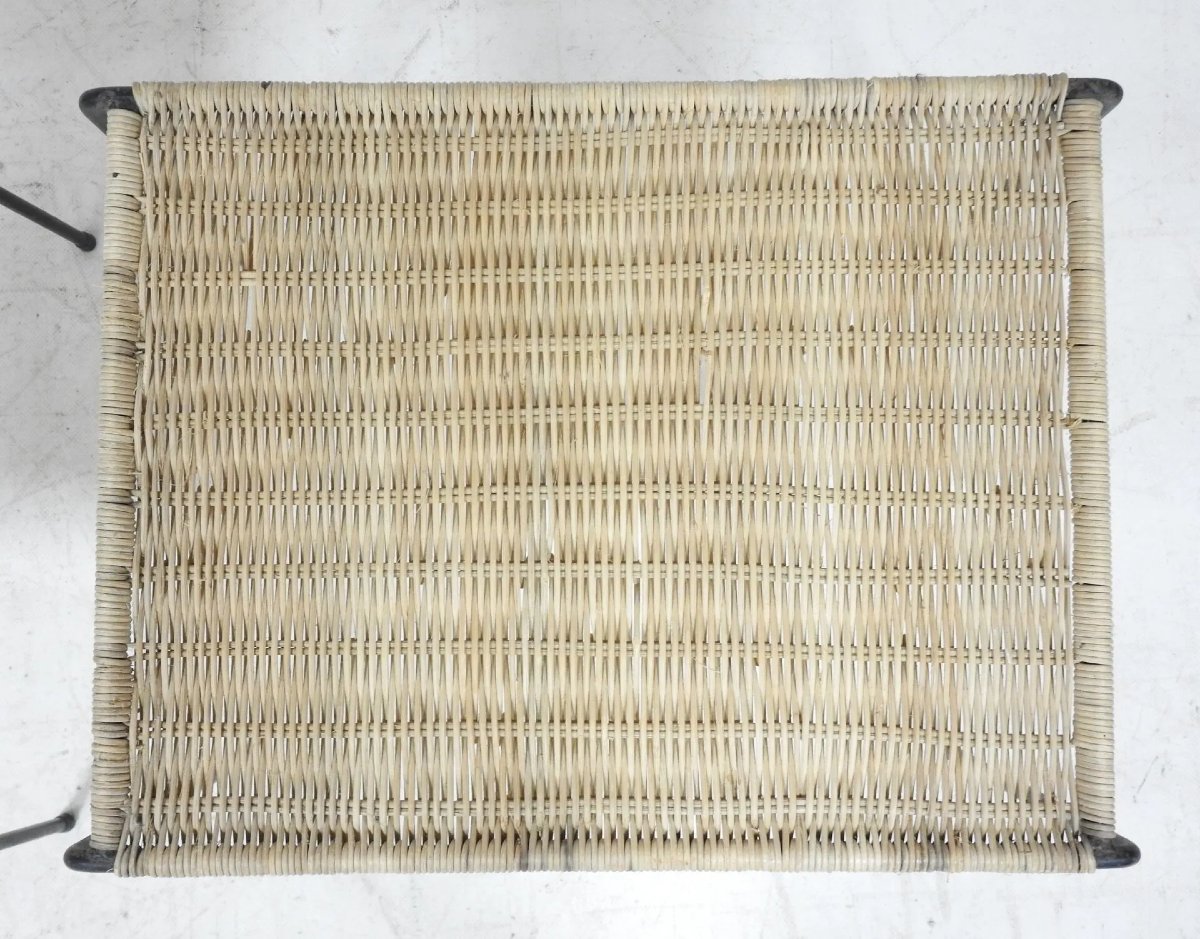 Two Side Tables In Metal And Rattan Circa 1960/1970-photo-2