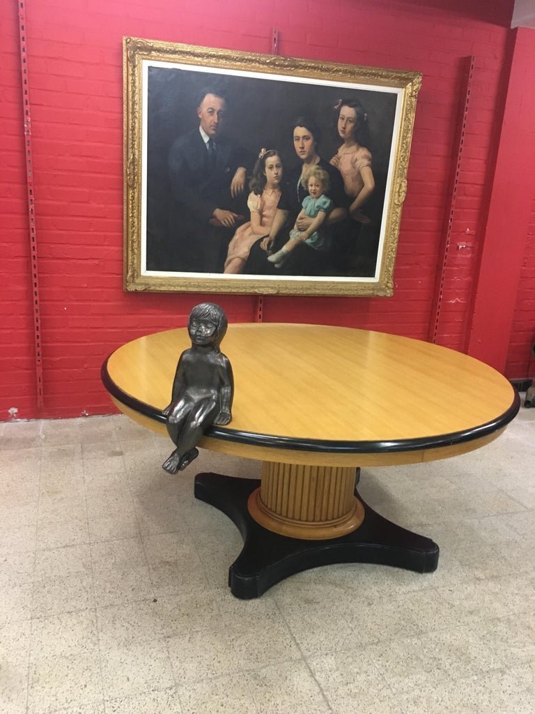 Large Art Deco Pedestal Table Attributed To De Coene Circa 1930/1950-photo-3