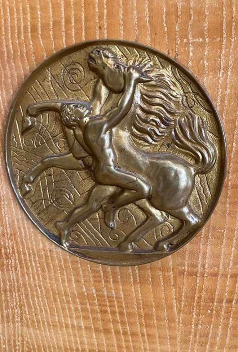 Enfilade Art Deco en palissandre,  frêne et médaillons en bronze circa 1940-photo-2