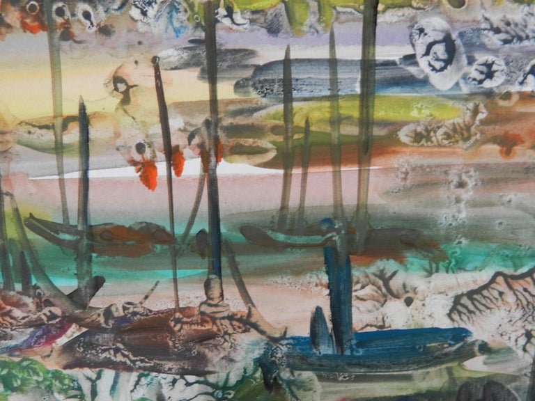 Gabrielle Bouffay, Saint Tropez. Watercolor Gouache. Circa 1970-photo-4