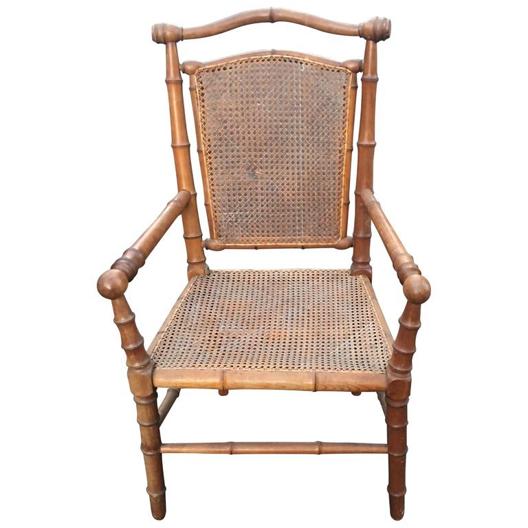 1900 Armchair In Wood Imitating Bamboo Good Condition-photo-2