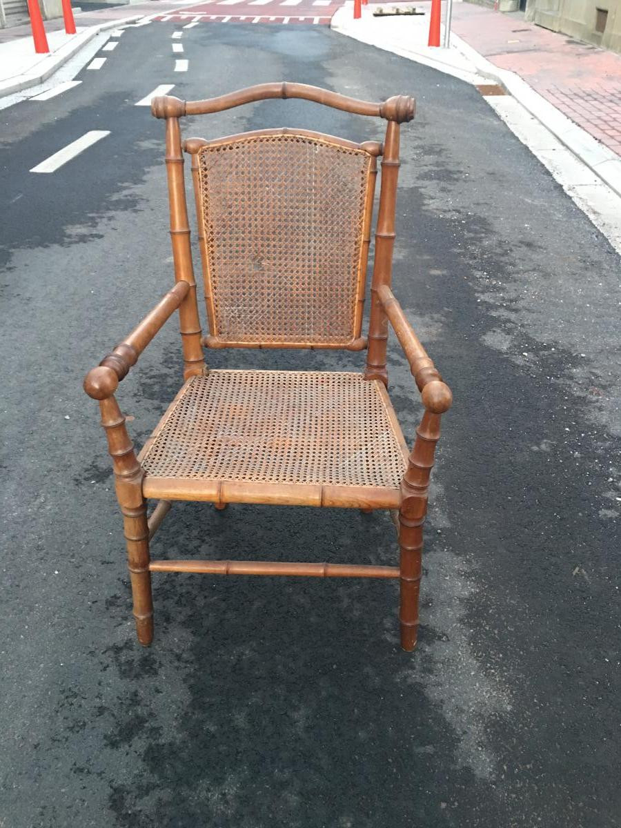 1900 Armchair In Wood Imitating Bamboo Good Condition