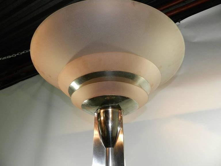Jean Perzel ,tres rare Lampadaire Art Deco , Modele 32 , En Bronze Nickele.circa 1932-photo-3