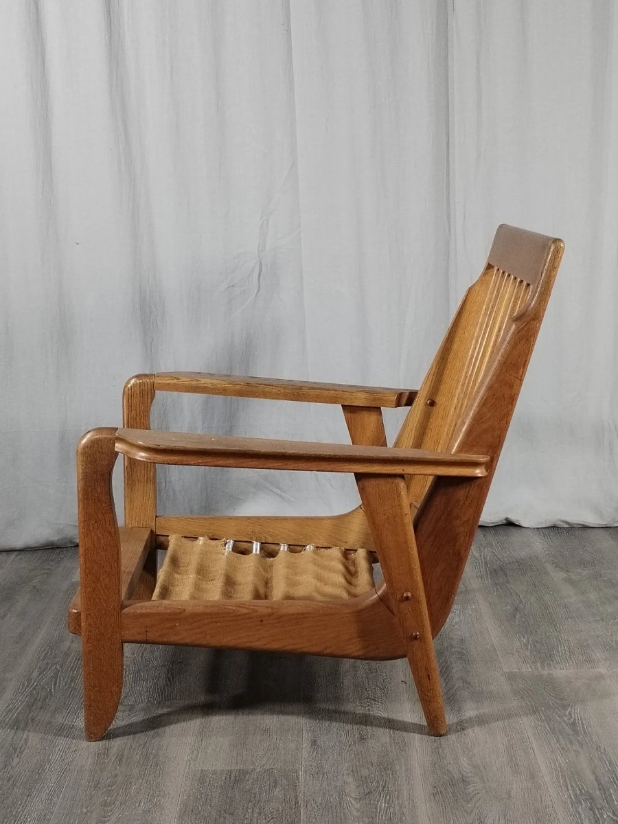 Guillerme et Chambron , Paire de fauteuils en chêne  Edition Votre Maison circa 1950-photo-3