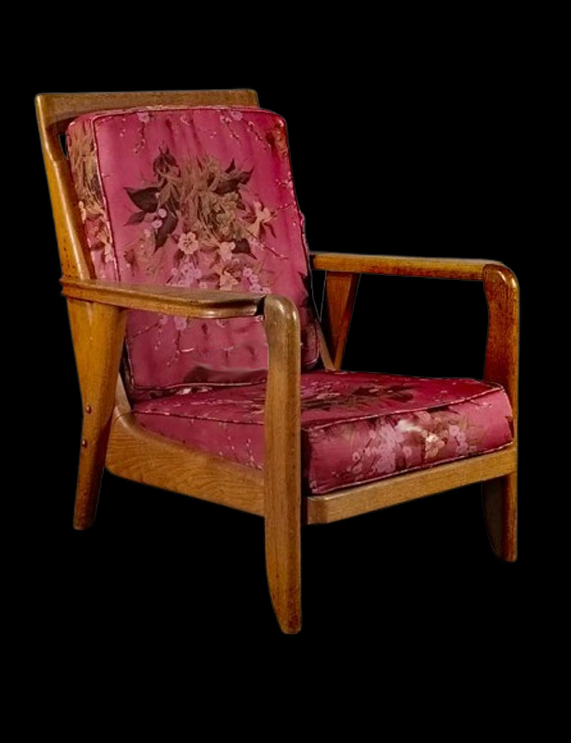 Guillerme et Chambron , Paire de fauteuils en chêne  Edition Votre Maison circa 1950-photo-4