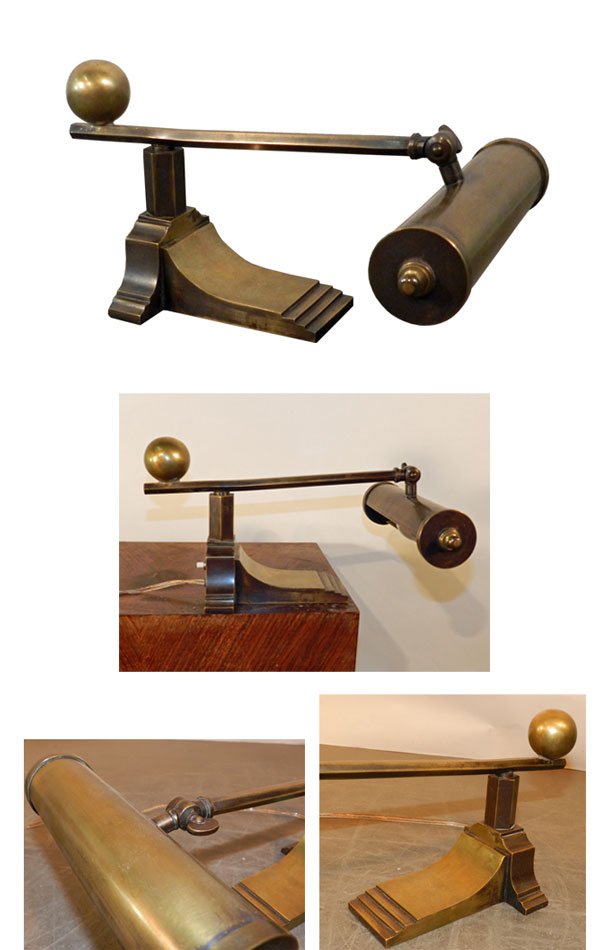 Lampe De Piano, Ou De Lecture En Bronze Et Laiton Epoque Art Deco, Vers 1930 -photo-3