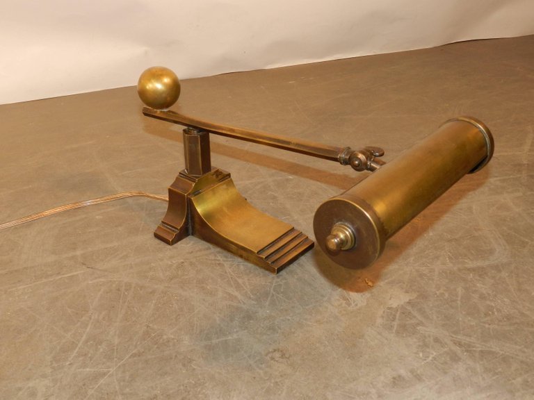 Lampe De Piano, Ou De Lecture En Bronze Et Laiton Epoque Art Deco, Vers 1930 -photo-3