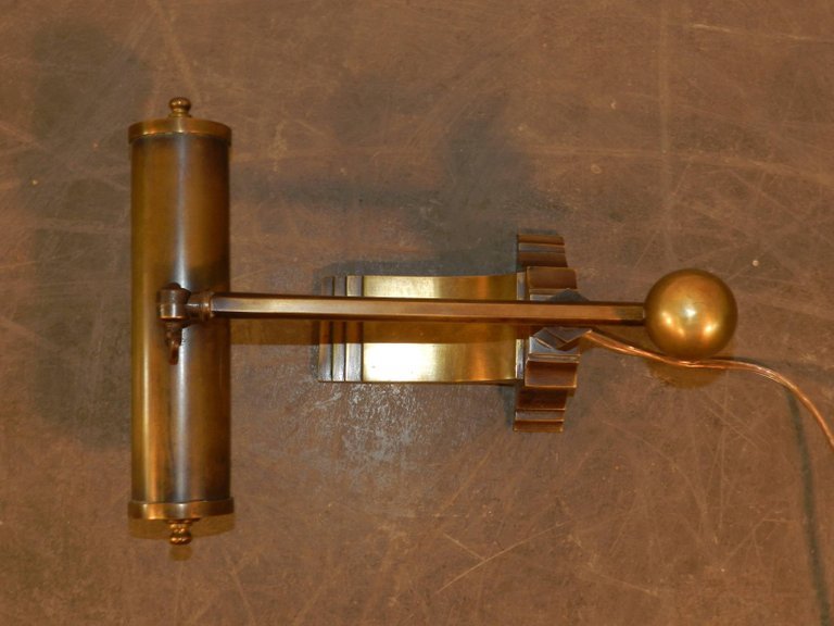 Lampe De Piano, Ou De Lecture En Bronze Et Laiton Epoque Art Deco, Vers 1930 -photo-4