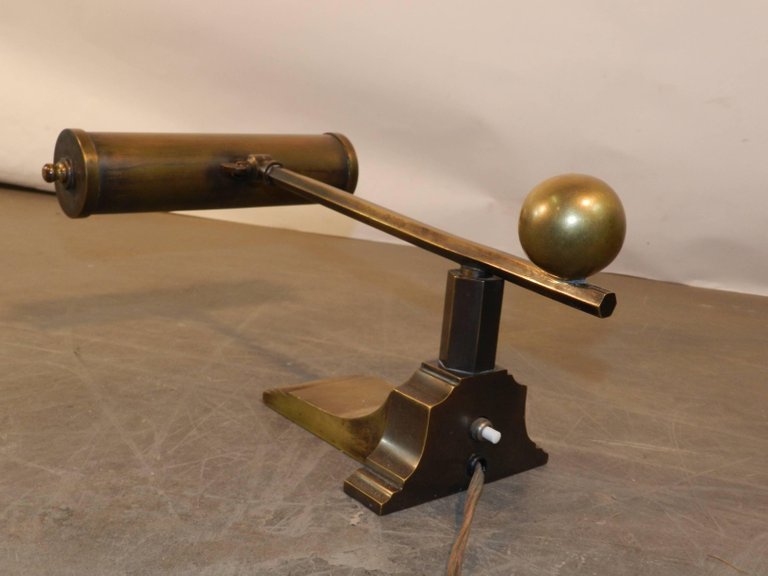 Lampe De Piano, Ou De Lecture En Bronze Et Laiton Epoque Art Deco, Vers 1930 -photo-5