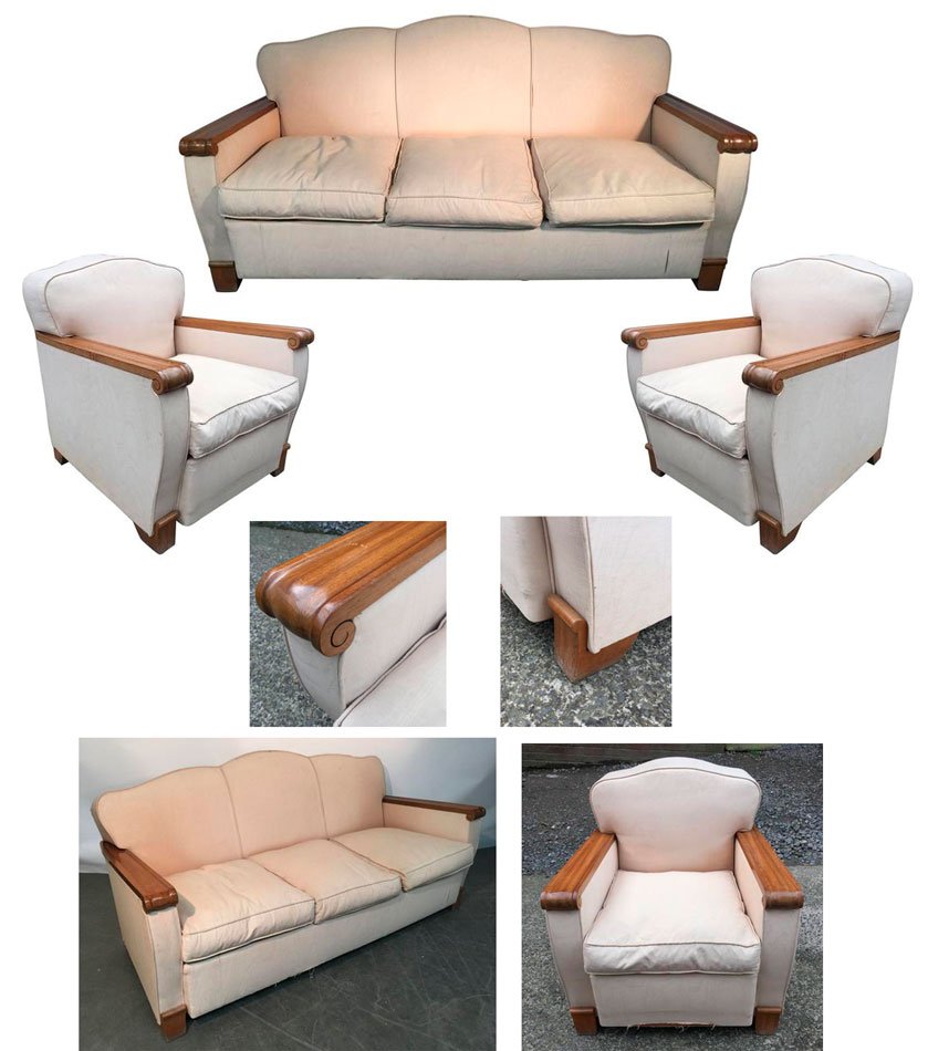 Gaston Poisson,paire De Fauteuils Art Deco En Acajou Blond Vers 1935. -photo-3