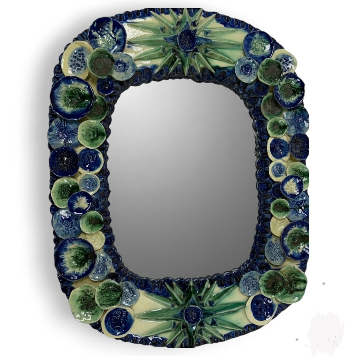 grand miroir avec son encadrement en céramique circa 1970