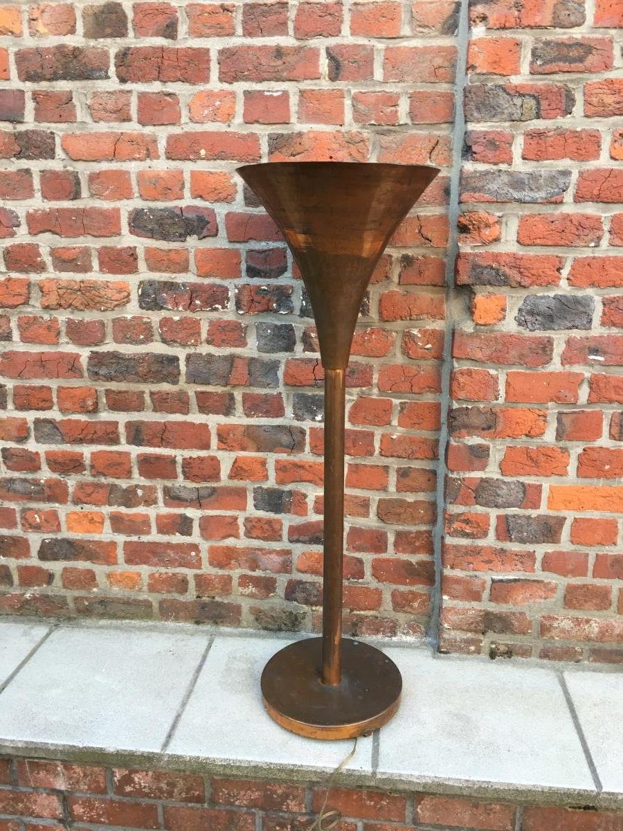 Robert Mallet-stevens, Modernist Art Deco Lamp, Circa 1920–1930; Made Of Brass; Patina Needs Refreshing-photo-2