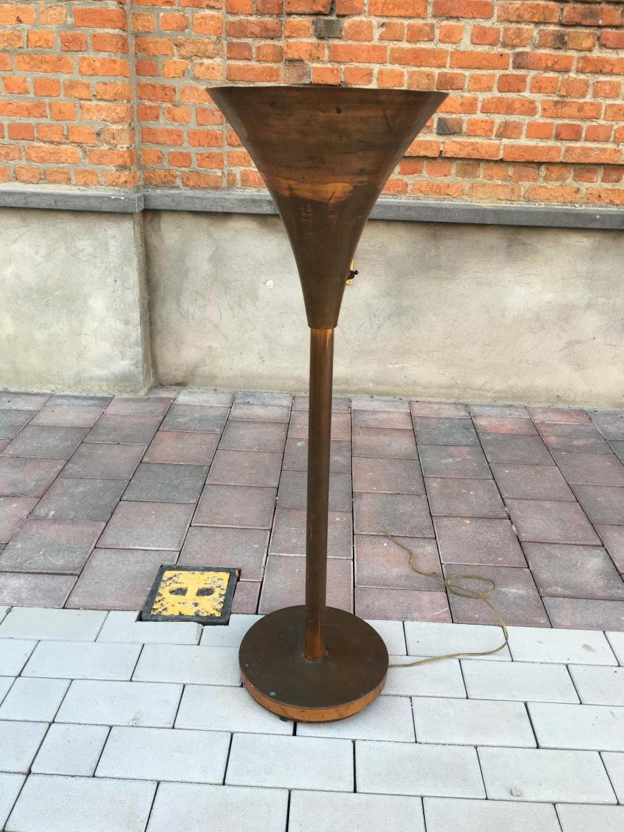 Robert Mallet-stevens, Modernist Art Deco Lamp, Circa 1920–1930; Made Of Brass; Patina Needs Refreshing-photo-4