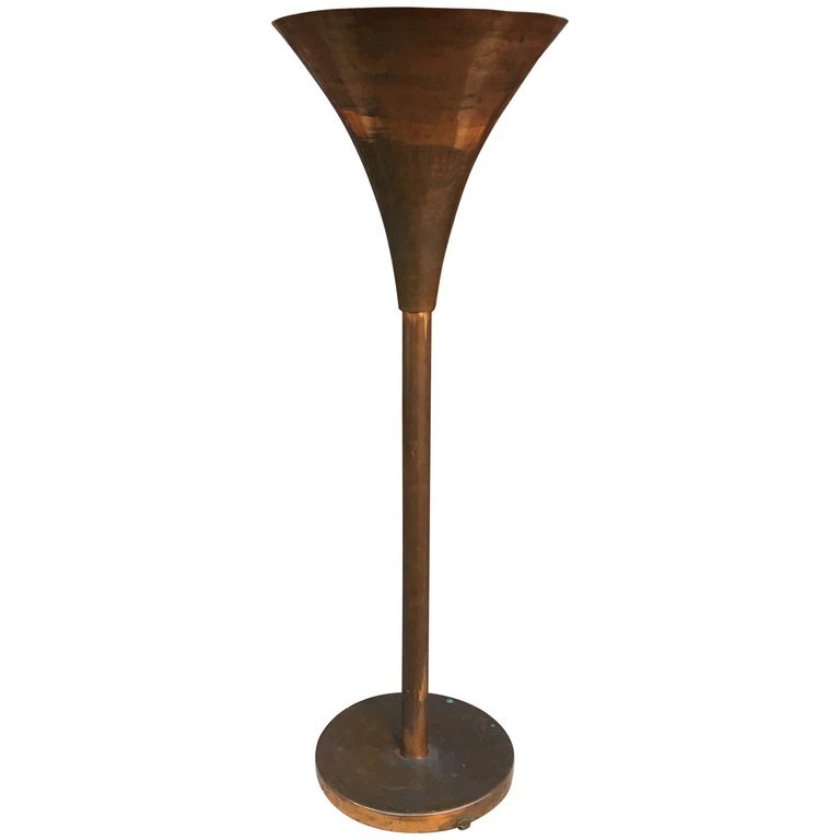 Robert Mallet-stevens, Modernist Art Deco Lamp, Circa 1920–1930; Made Of Brass; Patina Needs Refreshing