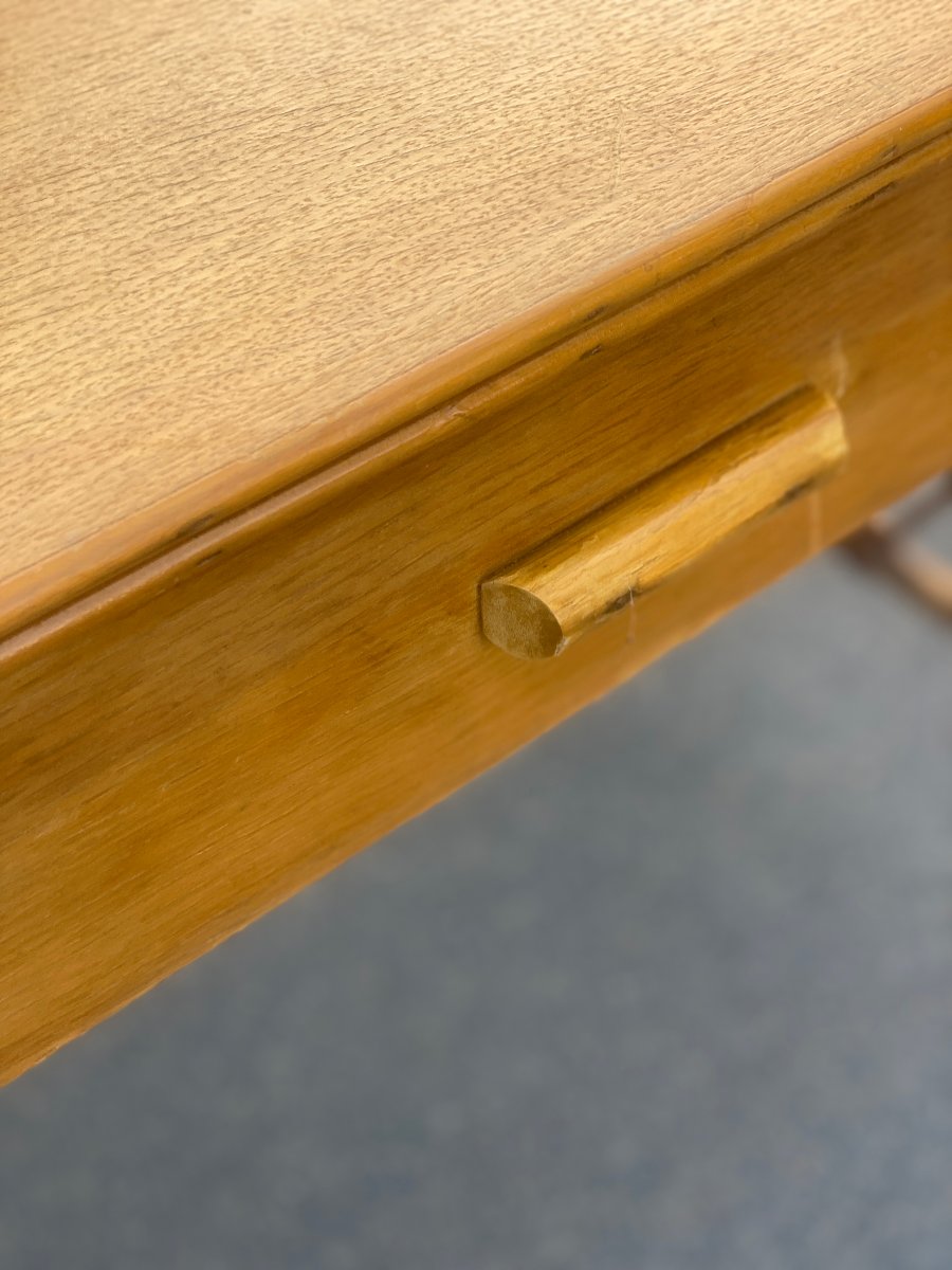 1960s Design: Rattan And Bamboo Desk With A Wooden Top That Opens Via A Drawer -photo-1