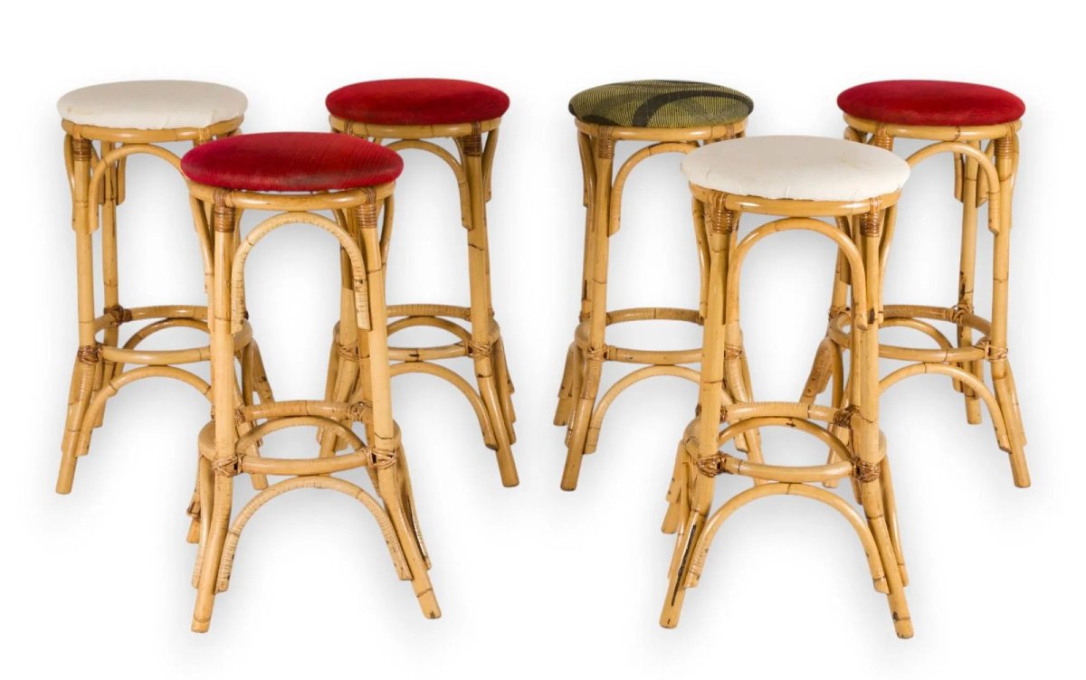 Rare série de 20 hauts tabourets de bar vintage-photo-2