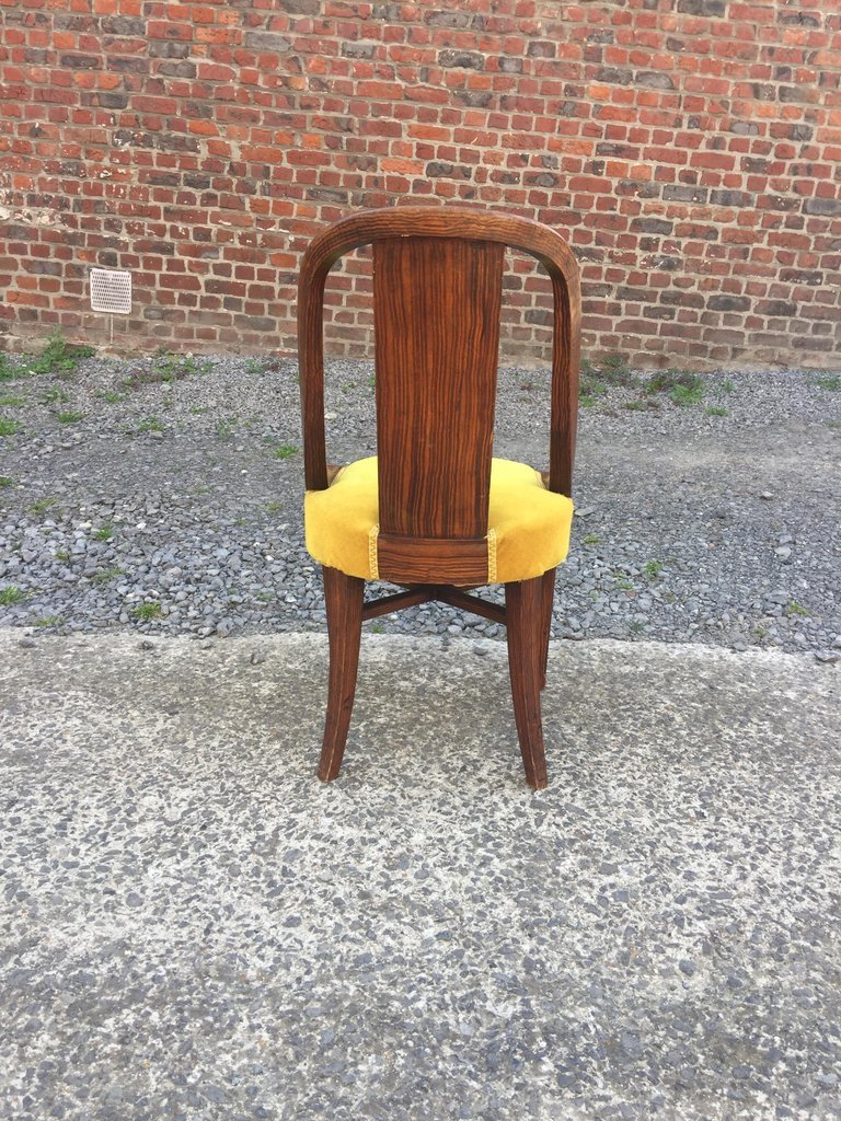 3 originales chaises art deco, circa 1925, decor faux bois -photo-1