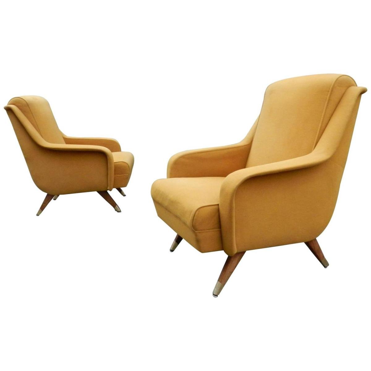Erton, Pair Of Vintage Armchairs, Circa 1950, Original Fabric, Good Condition -photo-3
