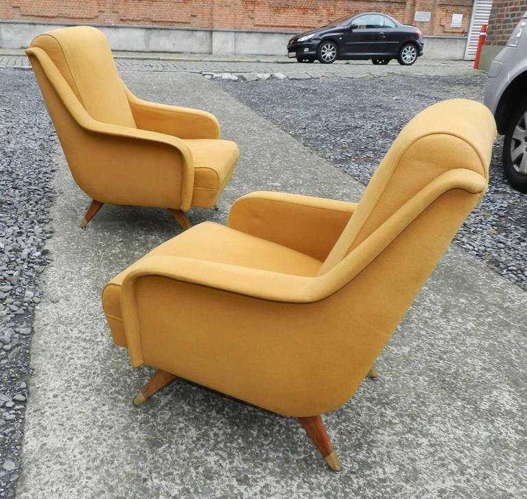 Erton, Pair Of Vintage Armchairs, Circa 1950, Original Fabric, Good Condition -photo-2
