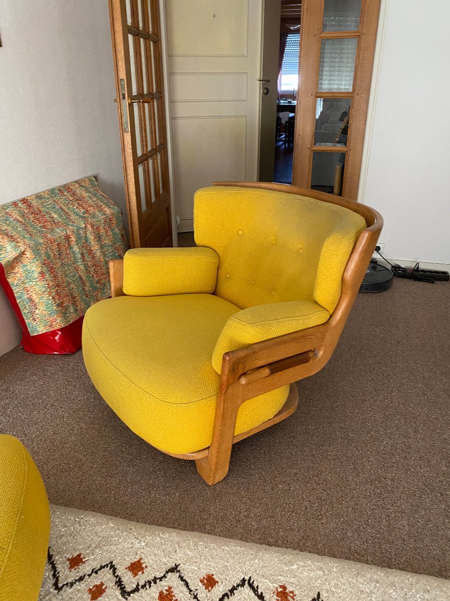 Guillerme et Chambron , Paire de fauteuils "Denis"  , Edition Votre Maison 1970-photo-3