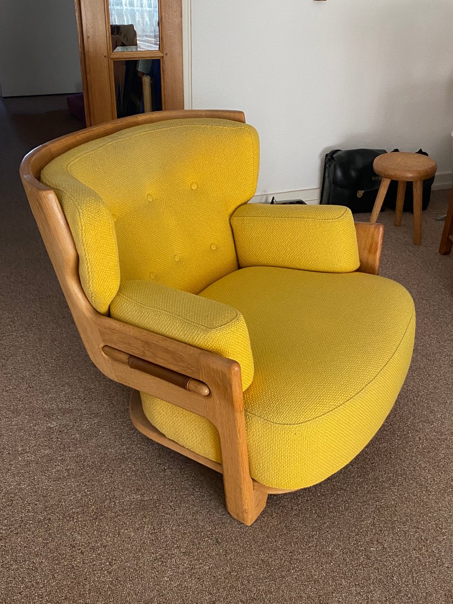 Guillerme et Chambron , Paire de fauteuils "Denis"  , Edition Votre Maison 1970-photo-4
