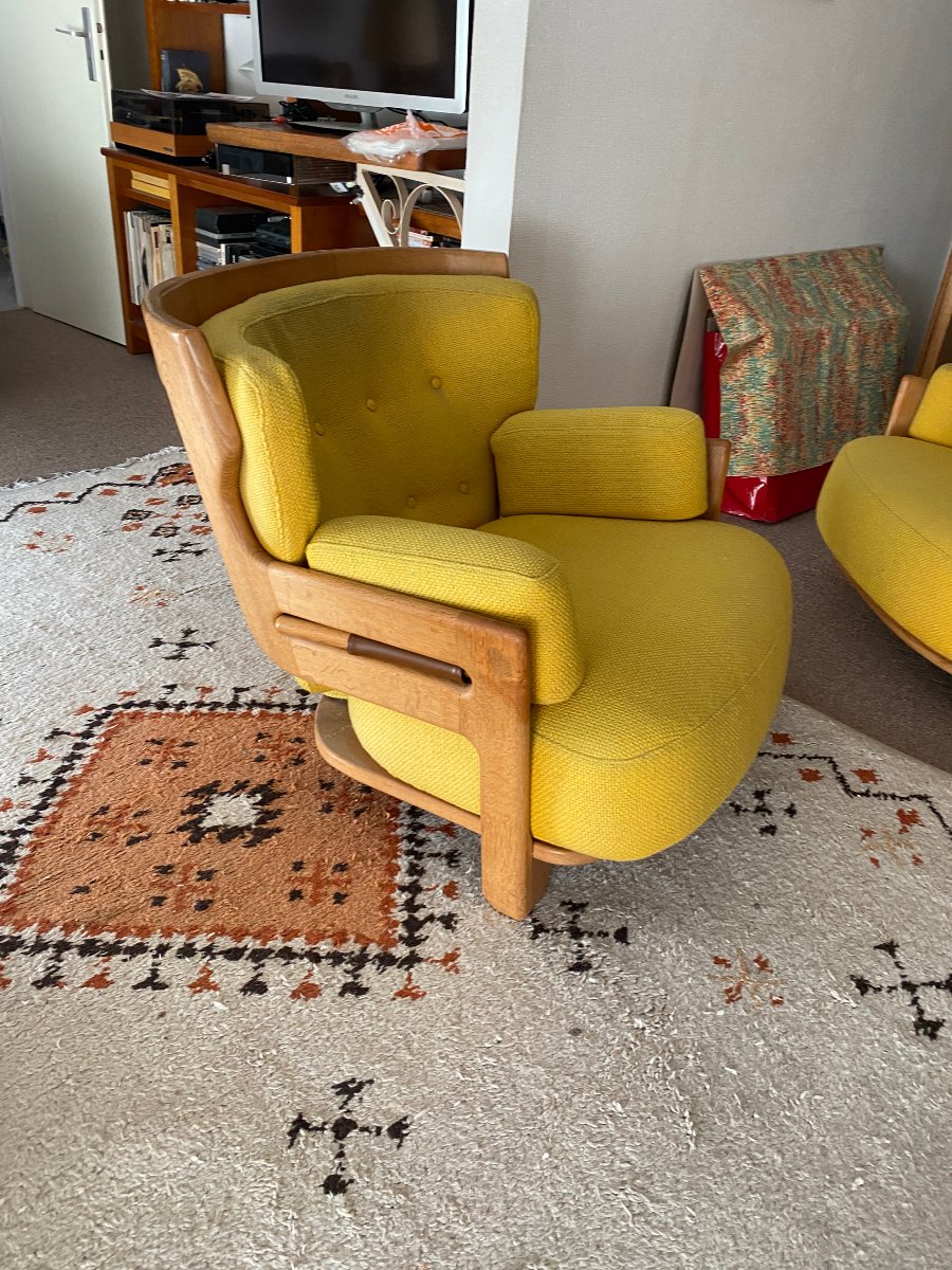 Guillerme et Chambron , Paire de fauteuils "Denis"  , Edition Votre Maison 1970-photo-2