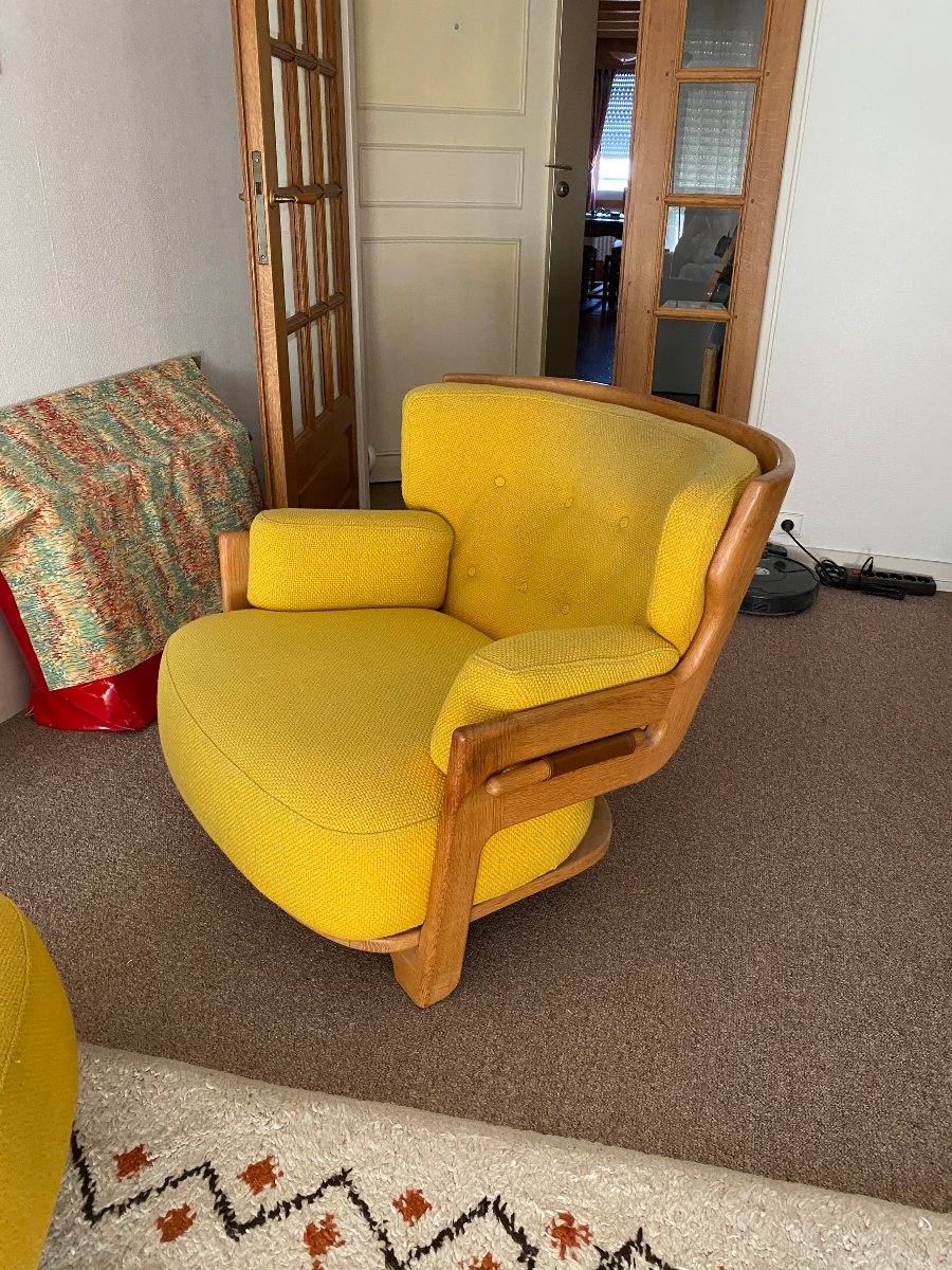 Guillerme et Chambron , Paire de fauteuils "Denis"  , Edition Votre Maison 1970-photo-3