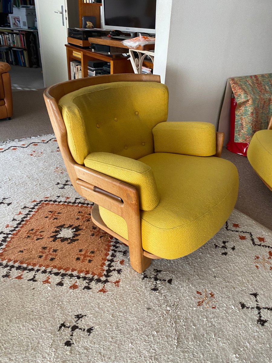 Guillerme et Chambron , Paire de fauteuils "Denis"  , Edition Votre Maison 1970-photo-4