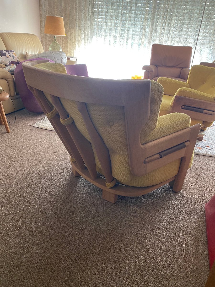 Guillerme et Chambron , Paire de fauteuils "Denis"  , Edition Votre Maison 1970-photo-5