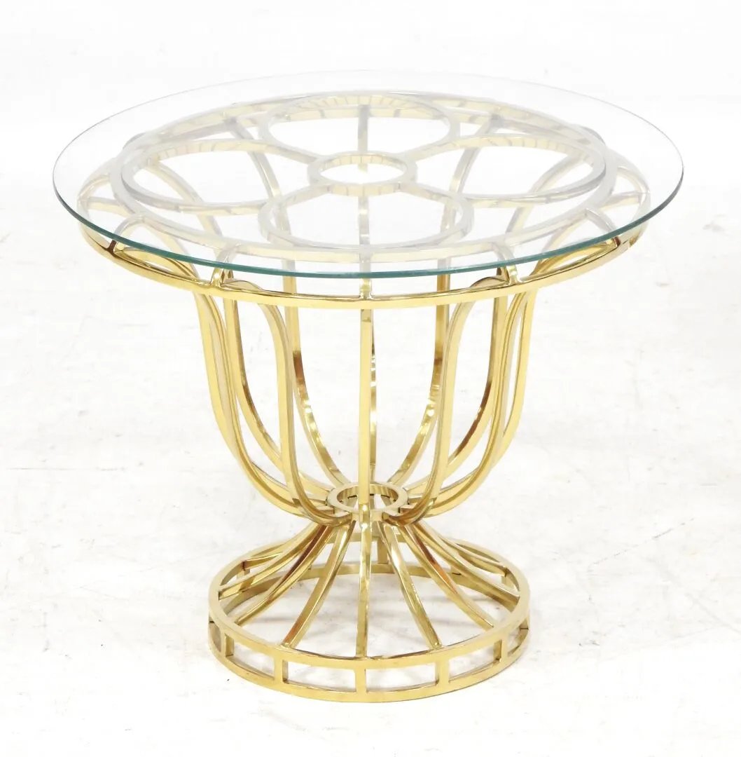 Pair Of Neoclassical "médicis" End Tables, Gilded Metal, Circa 1970 -photo-2
