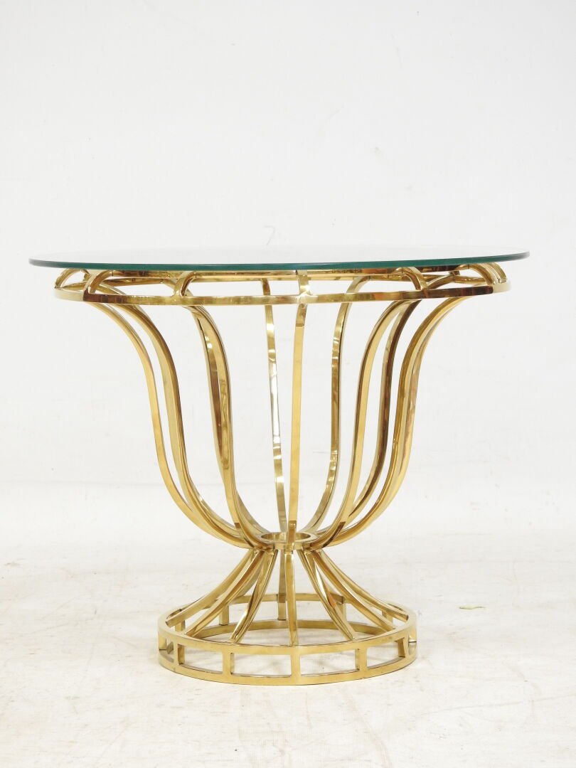 Pair Of Neoclassical "médicis" End Tables, Gilded Metal, Circa 1970 -photo-3