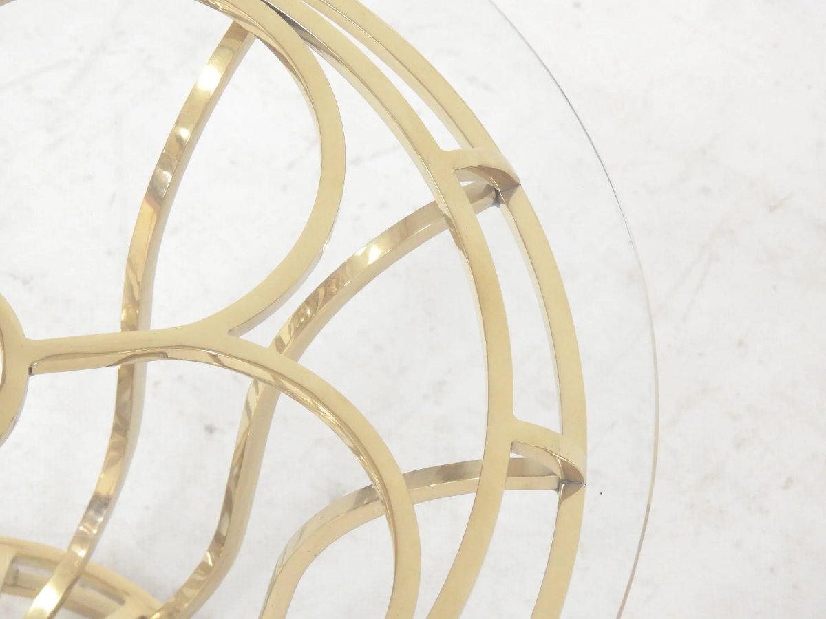 Pair Of Neoclassical "médicis" End Tables, Gilded Metal, Circa 1970 -photo-5