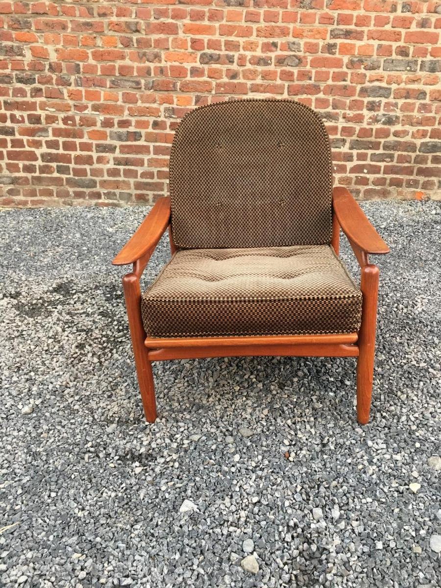 Important salon style Scandinave en teck et rotin, circa 1960/1970 -photo-7