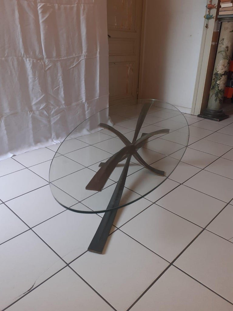   Michel Mangematin  Very Large Coffee Table In Bronze And Glass  Circa 1960–1970-photo-2