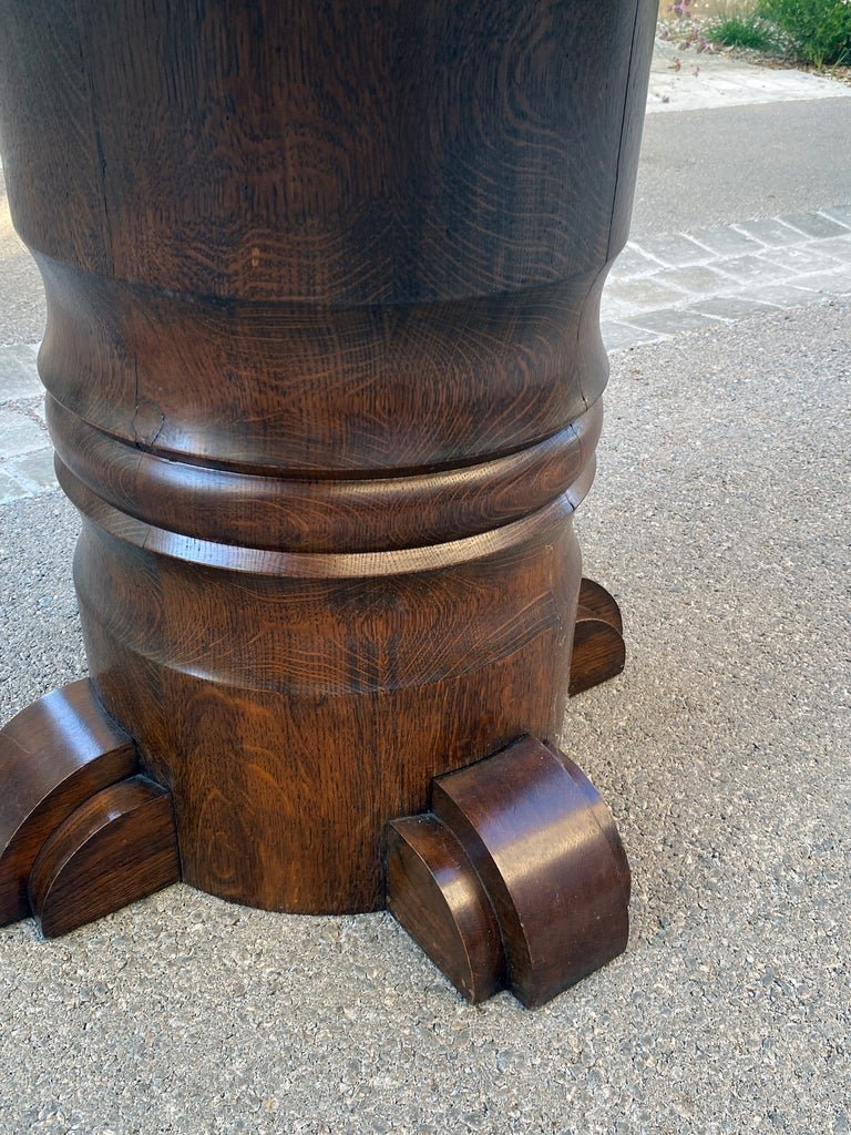 Charles Dudouyt , grand guéridon art déco en chêne circa 1930/1940-photo-1