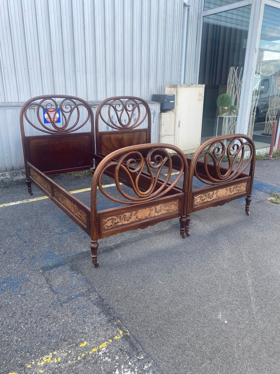 Two Twin Beds Attributed To Michael Thonet, Vienna Secession, Circa 1900 -photo-5