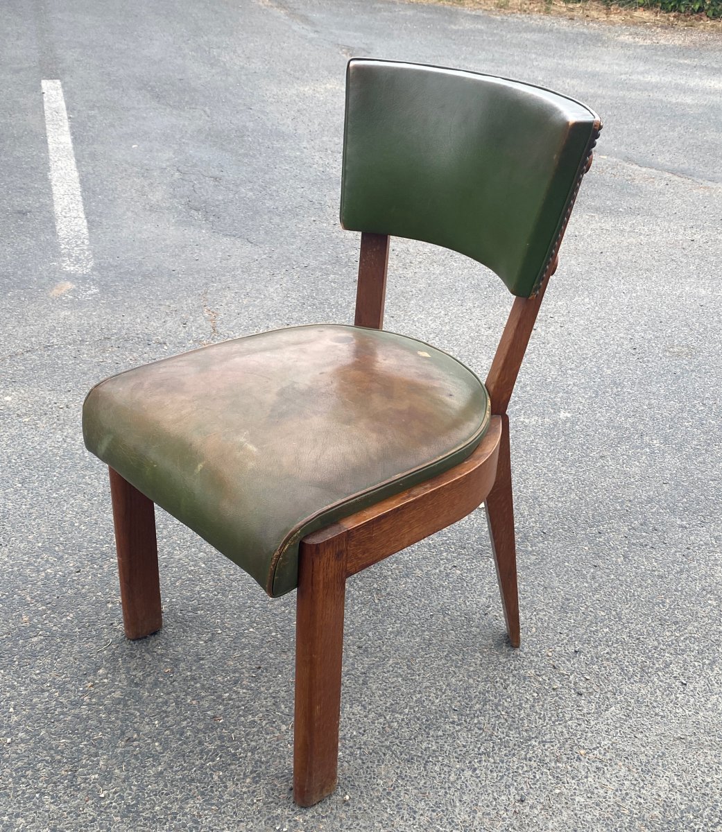 Charles DUDOUYT  6 chaises art deco en chêne circa 1930/1940-photo-4