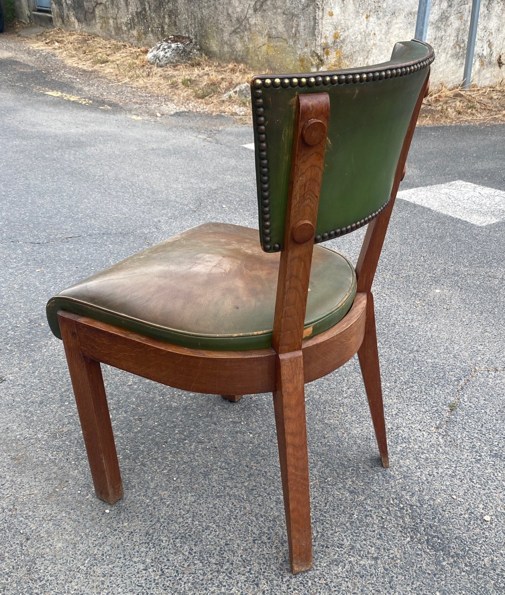 Charles DUDOUYT  6 chaises art deco en chêne circa 1930/1940-photo-1
