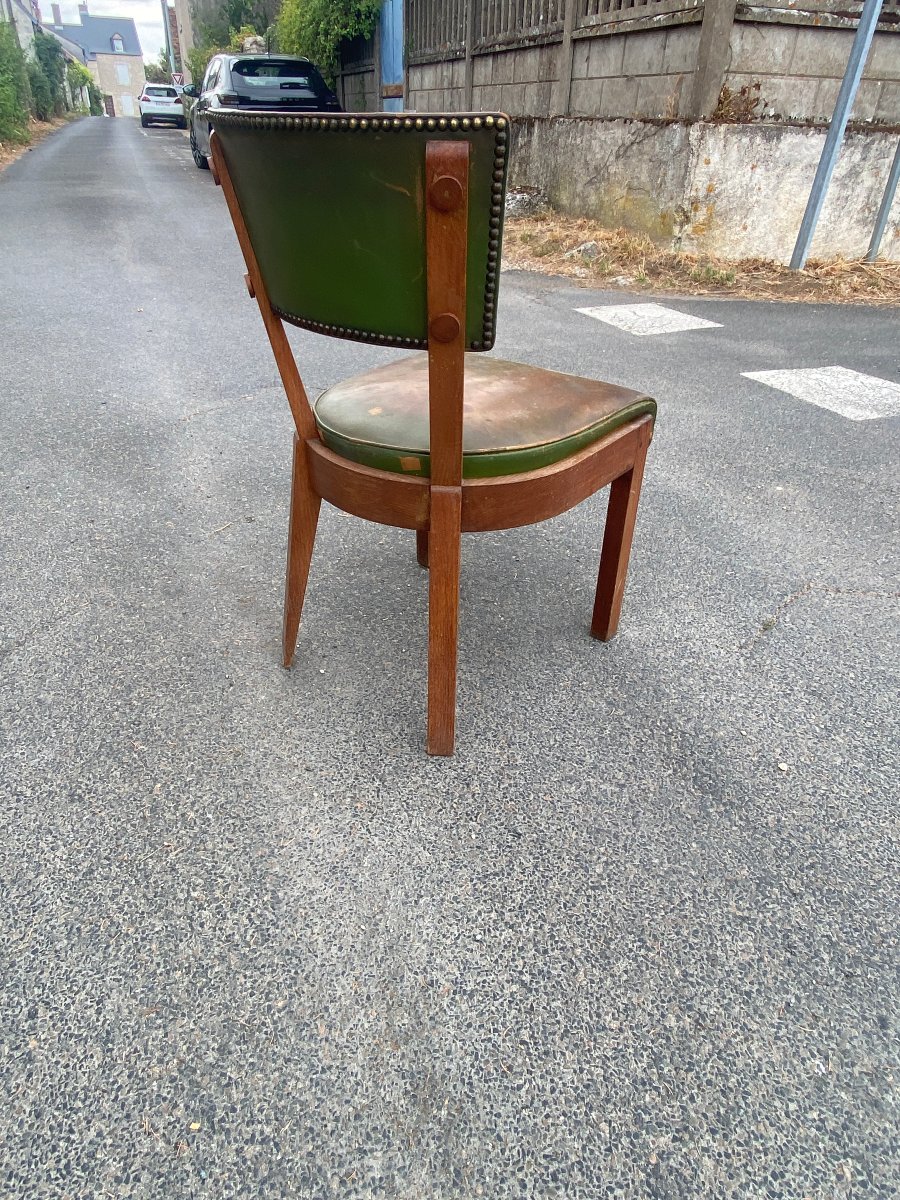 Charles DUDOUYT  6 chaises art deco en chêne circa 1930/1940-photo-3