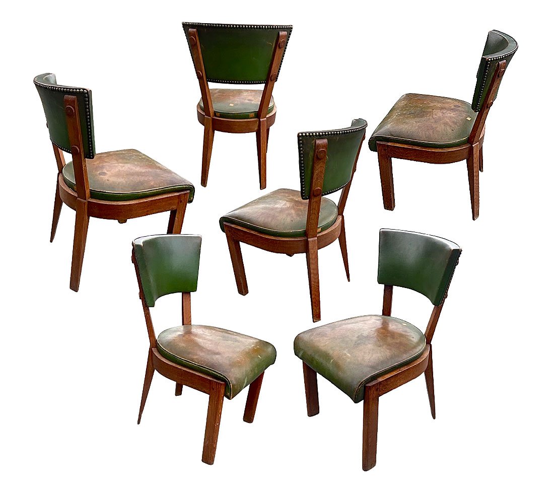 Charles DUDOUYT  6 chaises art deco en chêne circa 1930/1940