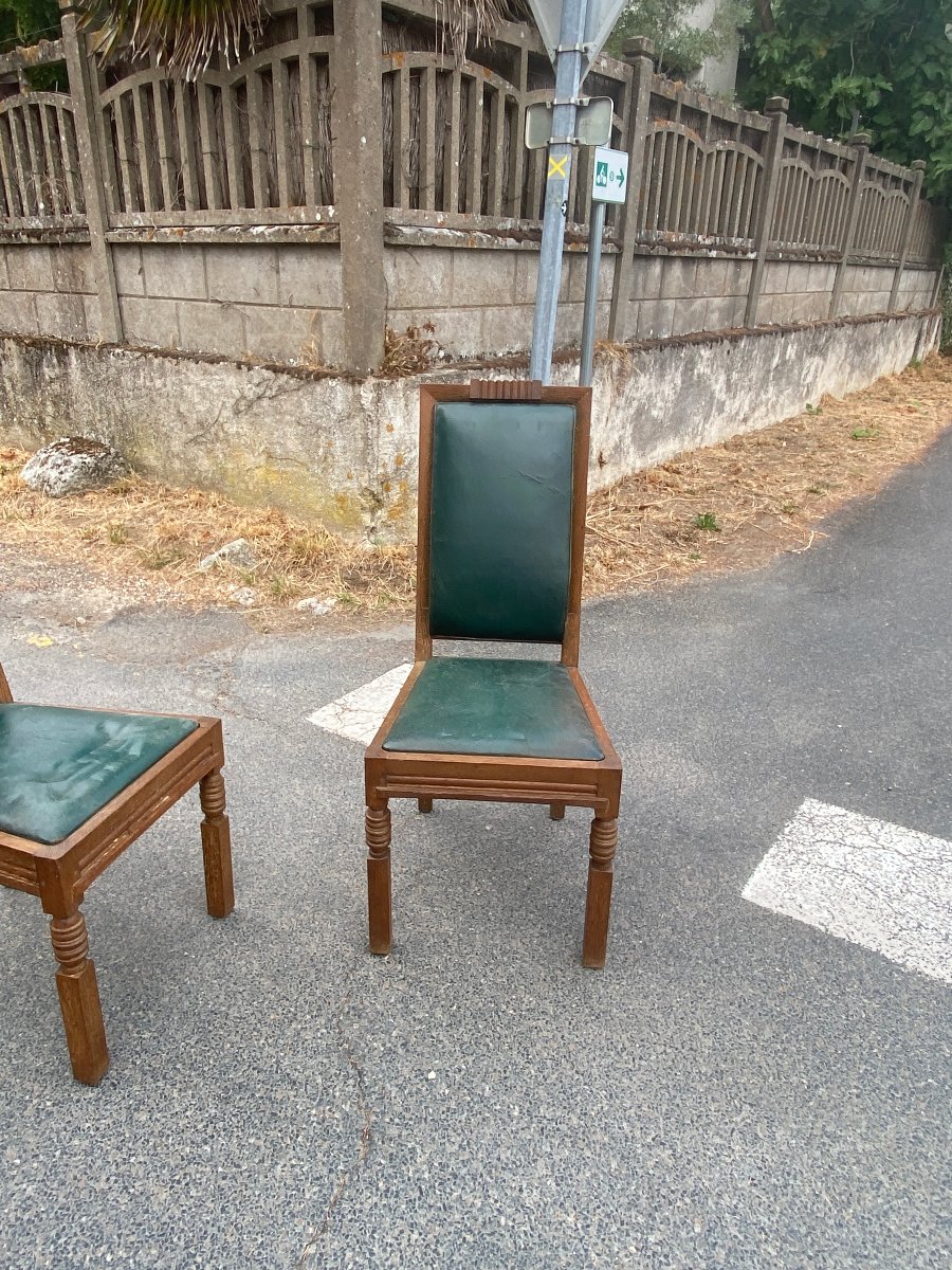 Charles DUDOUYT  5 chaises art deco en chêne circa 1930/1940-photo-2
