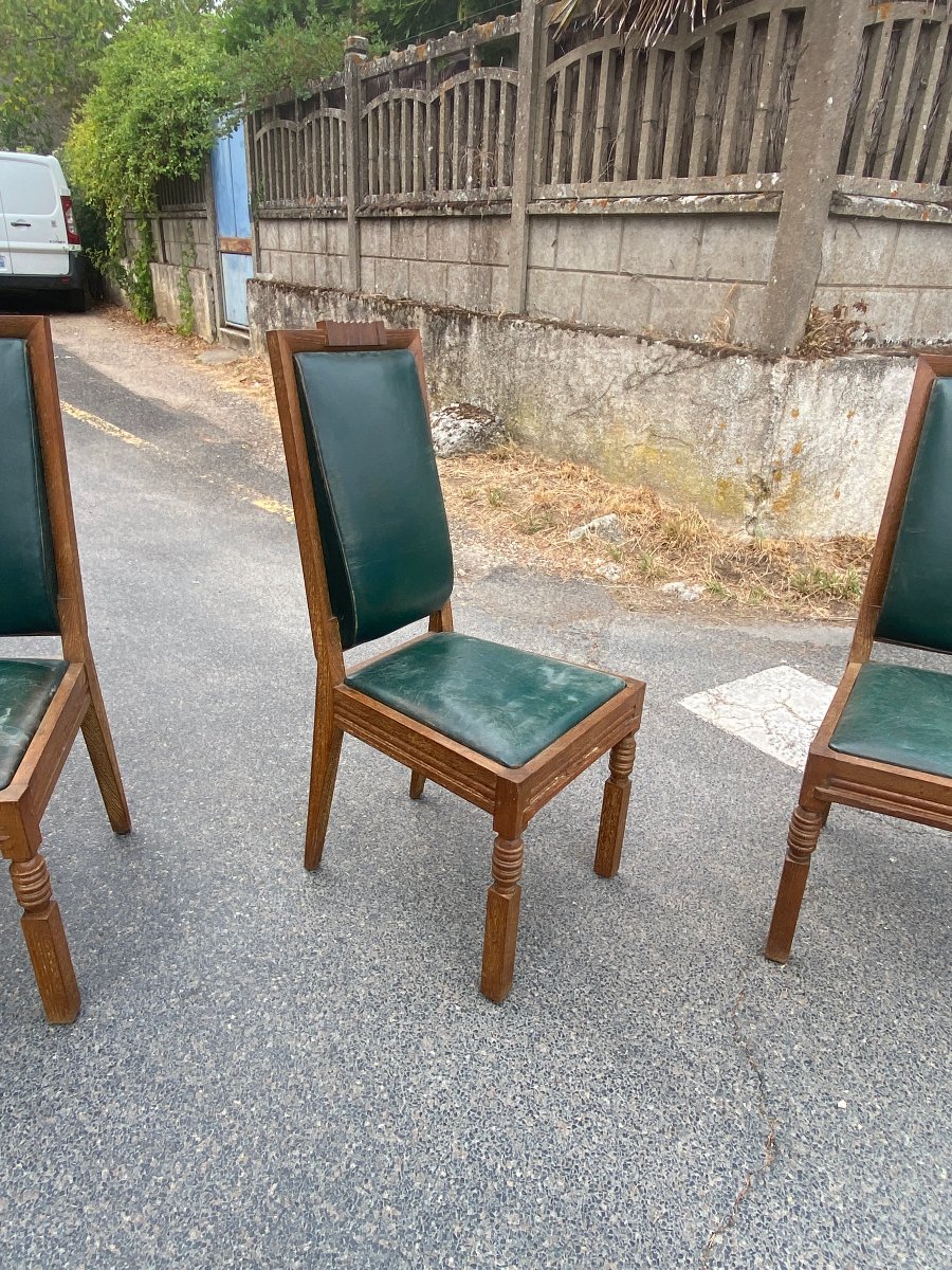 Charles DUDOUYT  5 chaises art deco en chêne circa 1930/1940-photo-3