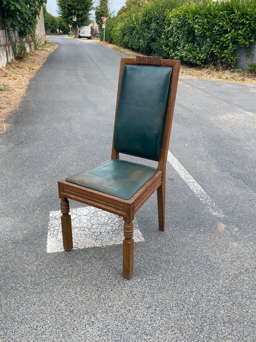Charles DUDOUYT  5 chaises art deco en chêne circa 1930/1940-photo-2