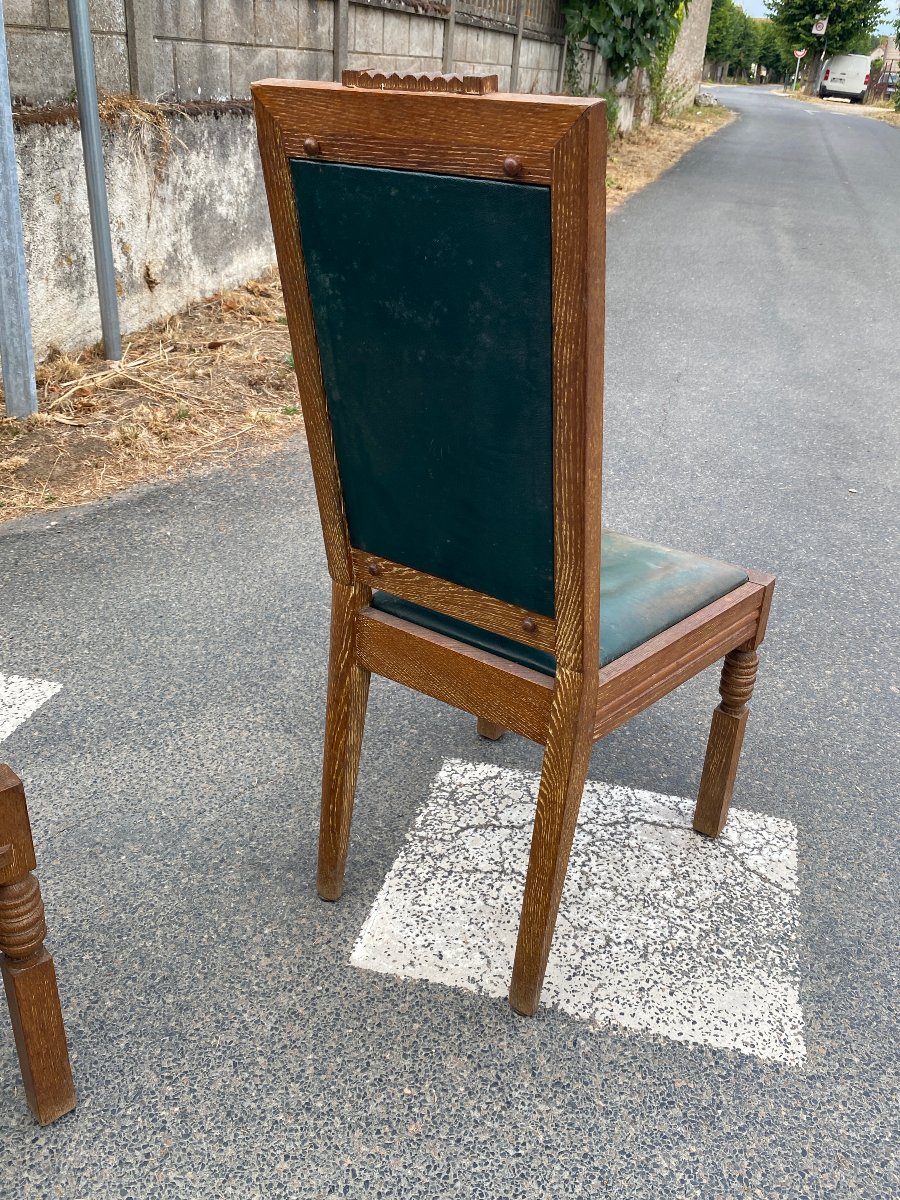 Charles DUDOUYT  5 chaises art deco en chêne circa 1930/1940-photo-6