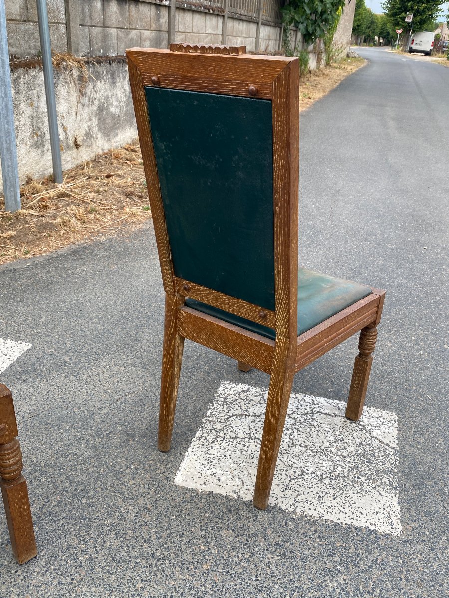 Charles DUDOUYT  5 chaises art deco en chêne circa 1930/1940-photo-7
