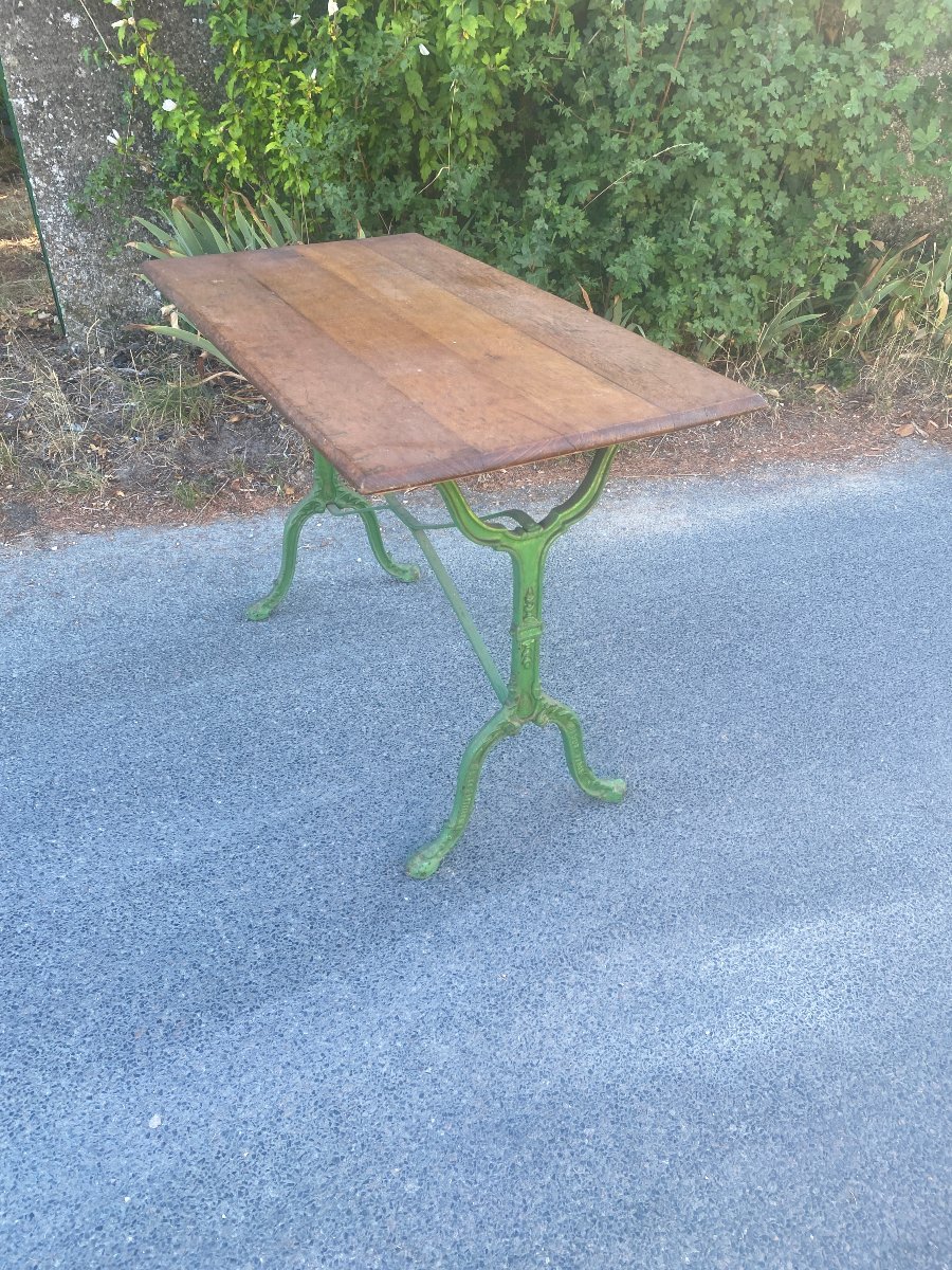 ancienne table de bistrot en chêne et fonte circa 1900-photo-5