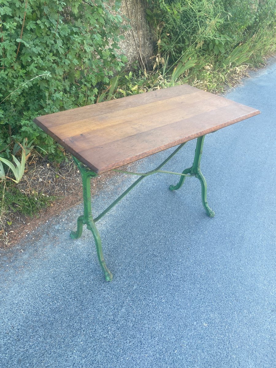 ancienne table de bistrot en chêne et fonte circa 1900