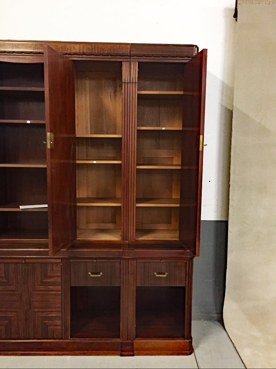 Large Art Deco Bookcase Made Of Precious Wood, Circa 1930 -photo-3